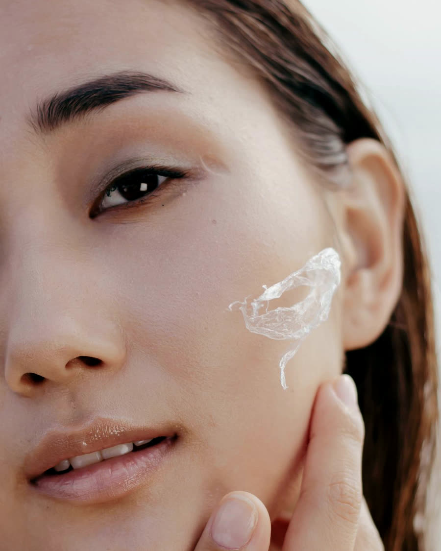Example before photo: skin slightly flushed and uneven in tone